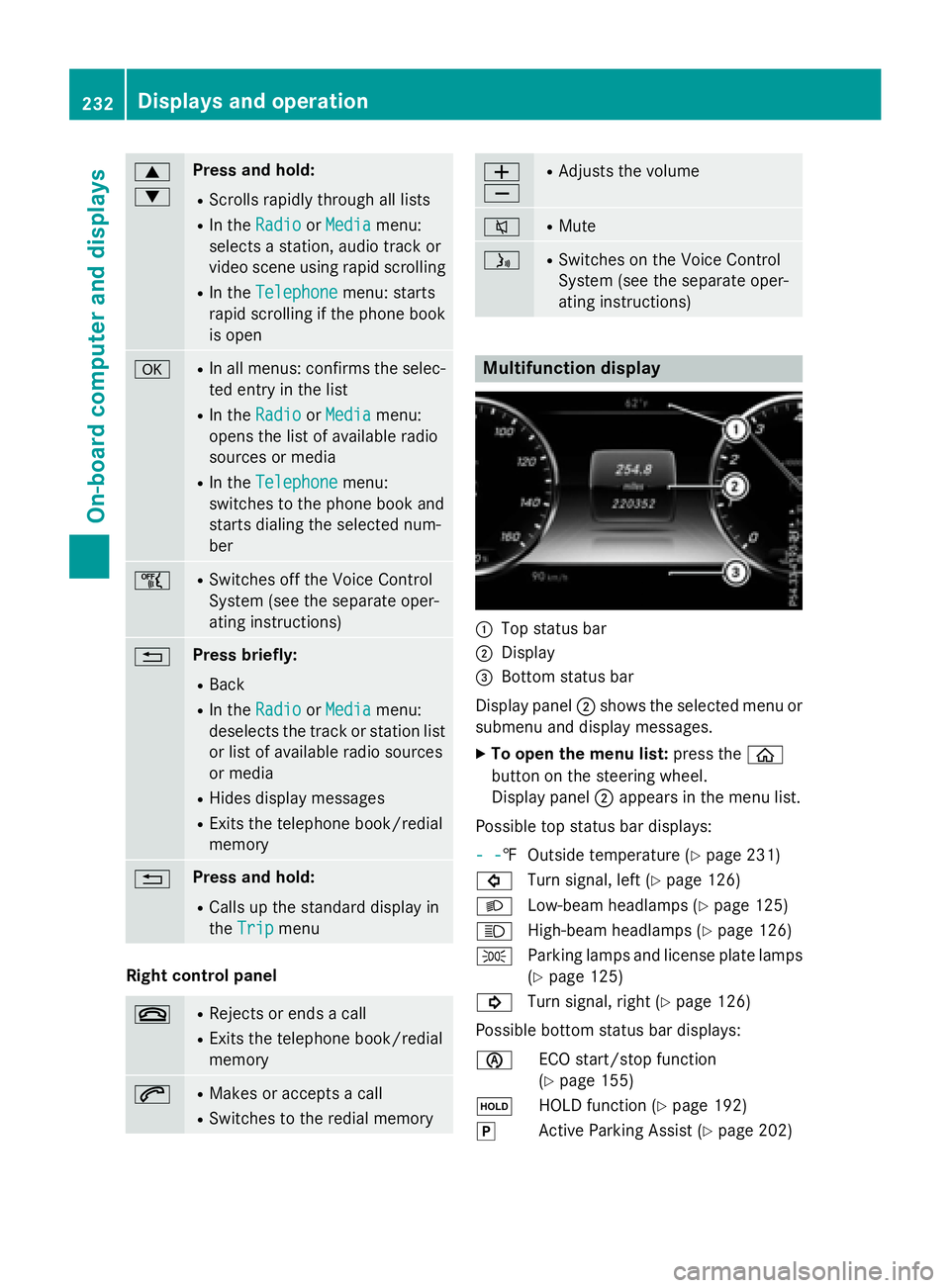 MERCEDES-BENZ S-COUPE 2016 Owners Manual 9
:Press and hold:
RScrolls rapidly through all lists
RIn theRadioorMediamenu:
selects a station, audio track or
video scene using rapid scrolling
RIn the Telephonemenu: starts
rapid scrolling if the MERCEDES-BENZ S-COUPE 2016 Owners Manual 9
:Press and hold:
RScrolls rapidly through all lists
RIn theRadioorMediamenu:
selects a station, audio track or
video scene using rapid scrolling
RIn the Telephonemenu: starts
rapid scrolling if the