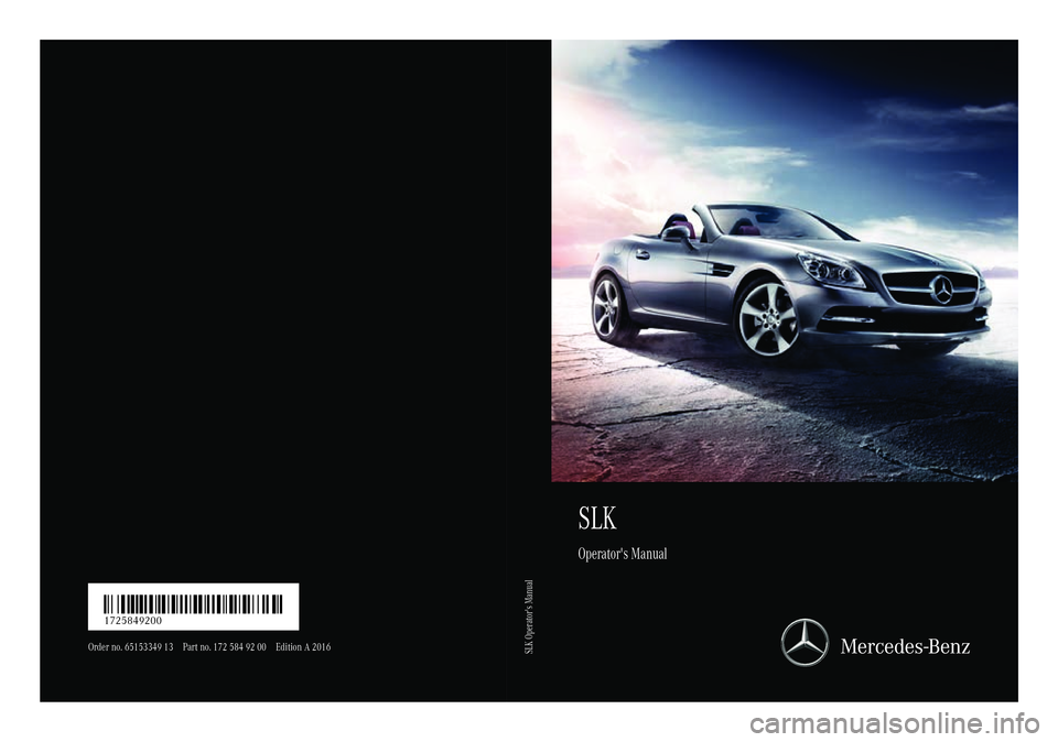 MERCEDES-BENZ SLK-CLASS ROADSTER 2016  Owners Manual 