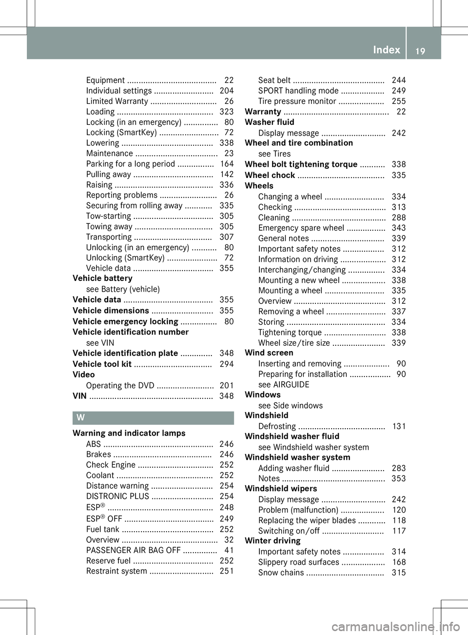 MERCEDES-BENZ SLK-CLASS ROADSTER 2015  Owners Manual Equipment ....................................... 22 
Individual settings .......................... 204
Limited Warranty ............................. 26
Loading .....................................