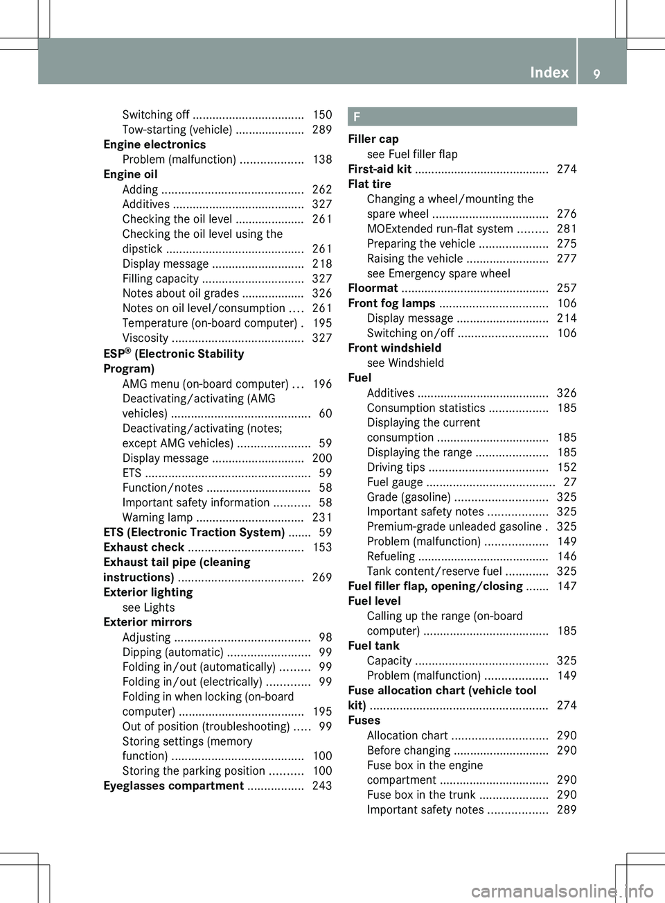 MERCEDES-BENZ SLK-CLASS ROADSTER 2012 User Guide Switching off .................................. 150
Tow-starting (vehicle) ..................... 289
Engine electronics
Problem (malfunction) ...................138
Engine oil
Adding .............. MERCEDES-BENZ SLK-CLASS ROADSTER 2012 User Guide Switching off .................................. 150
Tow-starting (vehicle) ..................... 289
Engine electronics
Problem (malfunction) ...................138
Engine oil
Adding ..............