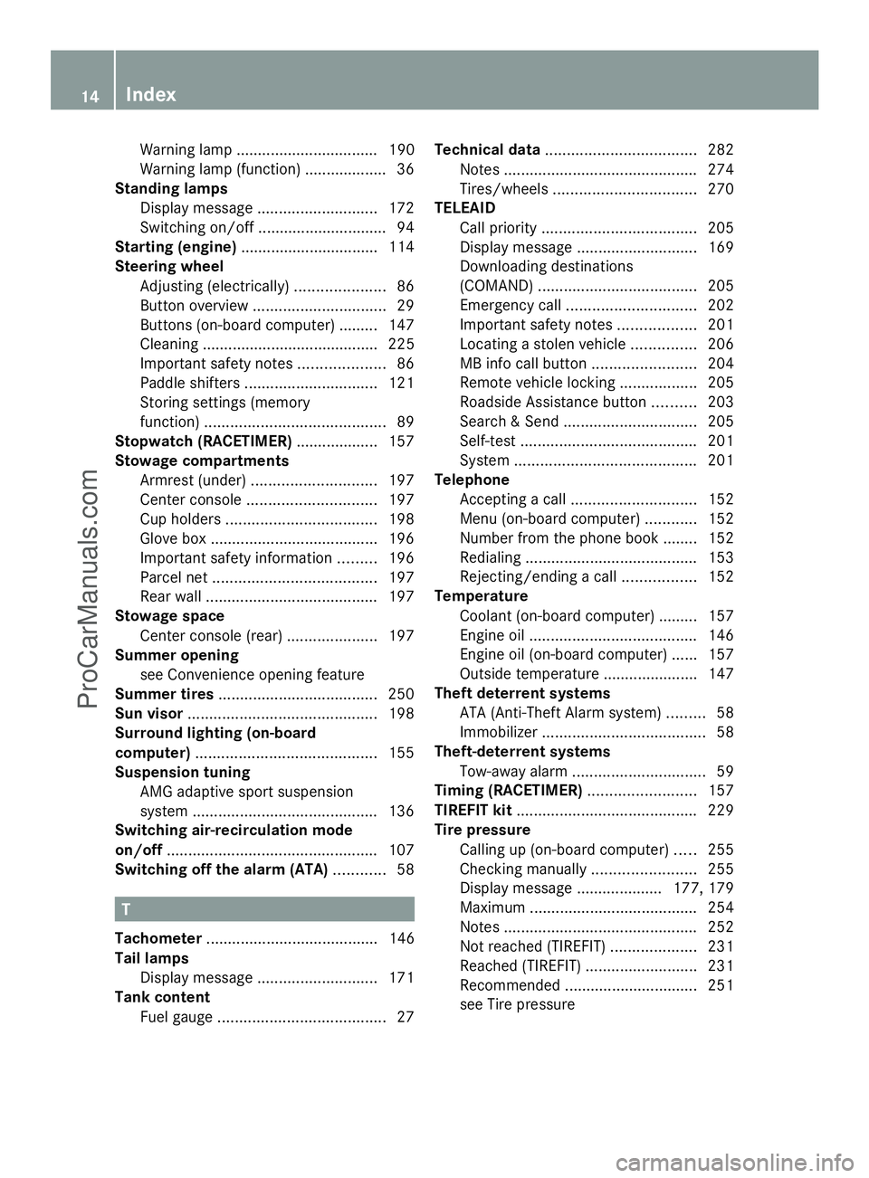MERCEDES-BENZ SLS-CLASS 2013 User Guide Warning lamp ................................. 190
Warning lamp (function) ...................36
Standing lamps
Display message ............................ 172
Switching on/off ...................... MERCEDES-BENZ SLS-CLASS 2013 User Guide Warning lamp ................................. 190
Warning lamp (function) ...................36
Standing lamps
Display message ............................ 172
Switching on/off ......................