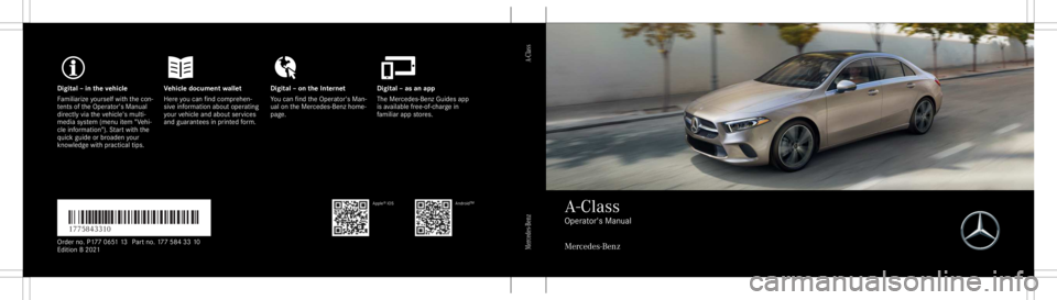 MERCEDES-BENZ A CLASS 2022  Owners Manual 