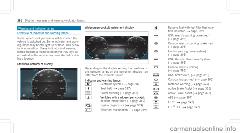 MERCEDES-BENZ A CLASS 2023  Owners Manual WW
ar ar
nin gand indicat nin
gand indicat orlam or
lam ps ps
OvOv
er er
vie vie
wof ind icat w
of ind icat orand w or
and war ar
nin glam nin
glam ps ps
Som
esy stems willperform aself -tes twhen the