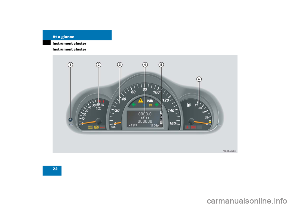 MERCEDES-BENZ C CLASS COUPE 2003 Owners Manual 22 At a glanceInstrument cluster
Instrument cluster 