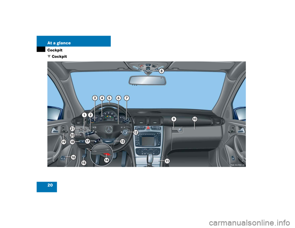 MERCEDES-BENZ C CLASS COUPE 2004 User Guide 20 At a glanceCockpit
Cockpit 