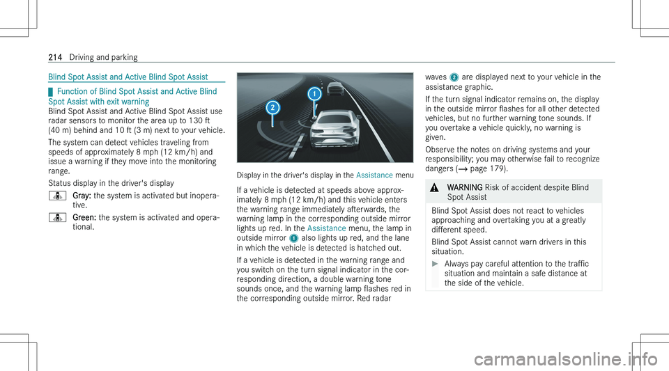 MERCEDES-BENZ C CLASS COUPE 2023  Owners Manual �B�l�i�n�d� �S�p�o�t� �A�s�s�i�s�t� �a�n�d� �A�c�t�i�v�e� �B�l�i�n�d� �S�p�o�t� �A�s�s�i�s�t
q�F�u�n�c�t�i�o�n� �o�f� �B�l�i�n�d� �S�p�o�t� �A�s�s�i�s�t� �a�n�d� �A�c�t�i�v�e� �B�l�i�n�d
�S�p�o�t� �A