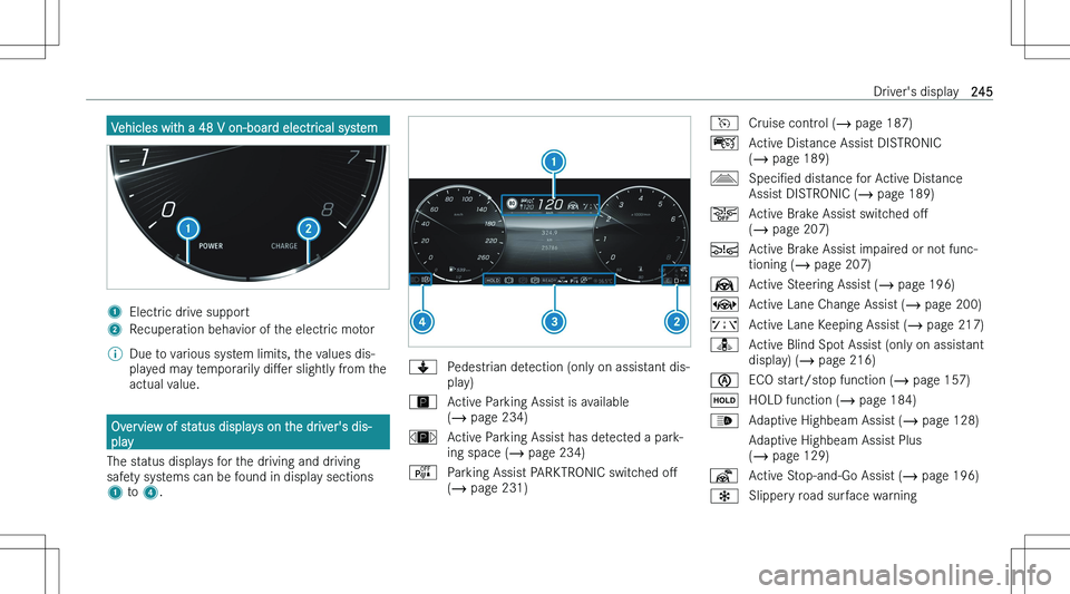 MERCEDES-BENZ C CLASS COUPE 2023  Owners Manual �V�e�h�i�c�l�e�s� �w�i�t�h� �a� �4�8� �V� �o�n�-�b�o�a�r�d� �e�l�e�c�t�r�i�c�a�l� �s�y�s�t�e�m�1�E�l�e�c�t�r�i�c� �d�r�i�v�e� �s�u�p�p�o�r�t�2�R�e�c�u�p�e�r�a�t�i�o�n� �b�e�h�a�v�i�o�r� �o�f� �t�h�e� 