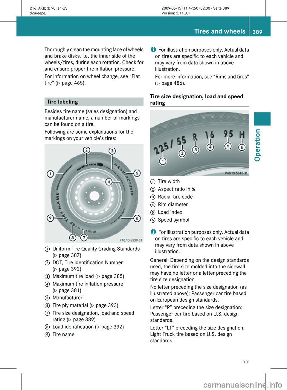 MERCEDES-BENZ CL CLASS 2010 Owners Manual Thoroughly clean the mounting face of wheels
and brake disks, i.e. the inner side of the
wheels/tires, during each rotation. Check for
and ensure proper tire inflation pressure.
For information on whe MERCEDES-BENZ CL CLASS 2010 Owners Manual Thoroughly clean the mounting face of wheels
and brake disks, i.e. the inner side of the
wheels/tires, during each rotation. Check for
and ensure proper tire inflation pressure.
For information on whe