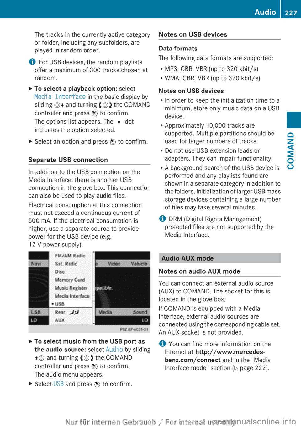MERCEDES-BENZ CL CLASS 2013  Owners Manual The tracks in the currently active category
or folder, including any subfolders, are
played in random order.
i For USB devices, the random playlists
offer a maximum of 300 tracks chosen at
random.XTo 