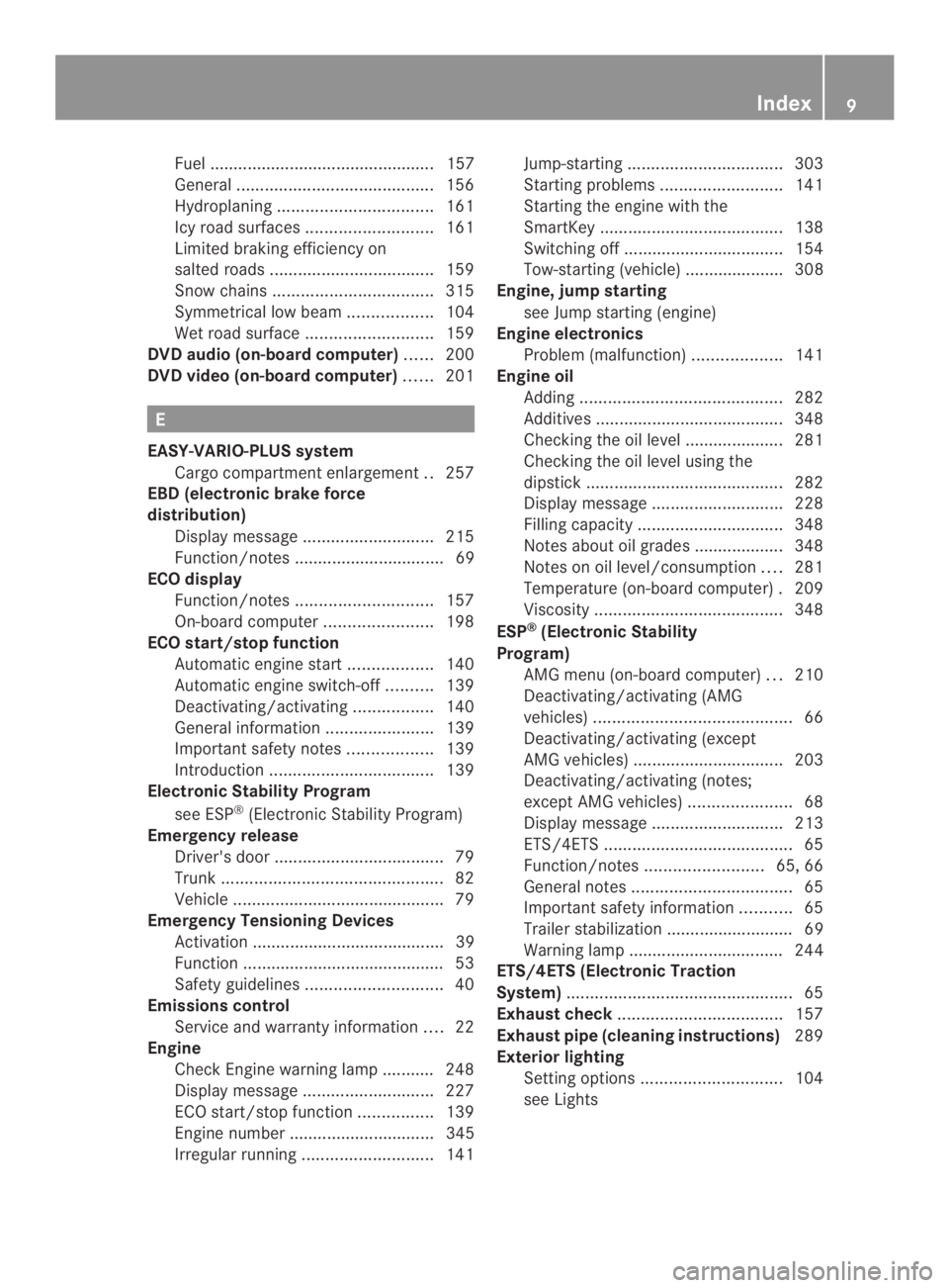 MERCEDES-BENZ CLA 2014  Owners Manual Fuel ................................................ 157
General..........................................156
Hydroplaning.................................161
Icy road surfaces.......................