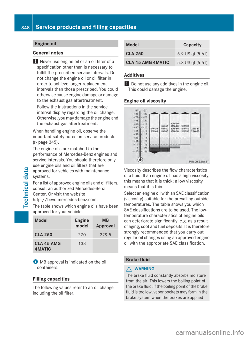 MERCEDES-BENZ CLA 2014  Owners Manual Engine oil
General notes
!Never use engine oil or an oil filter of a
specificationotherthan is necessary to
fulfill the prescribed service intervals. Do
not change the engine oil or oil filter in
orde