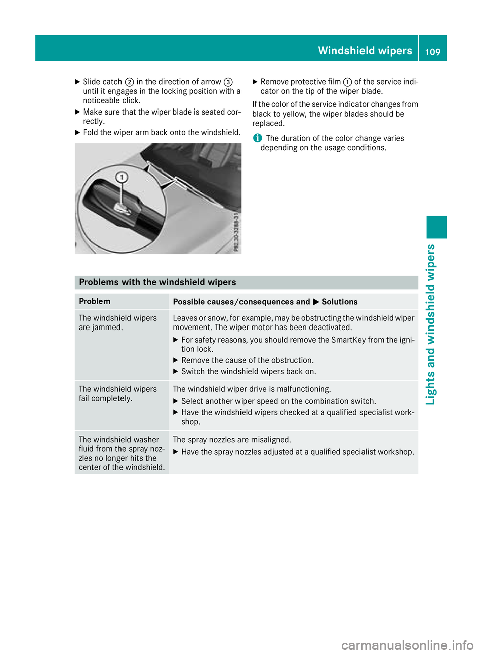 MERCEDES-BENZ CLA 2018  Owners Manual X
Slide catch �D in the direction of arrow �