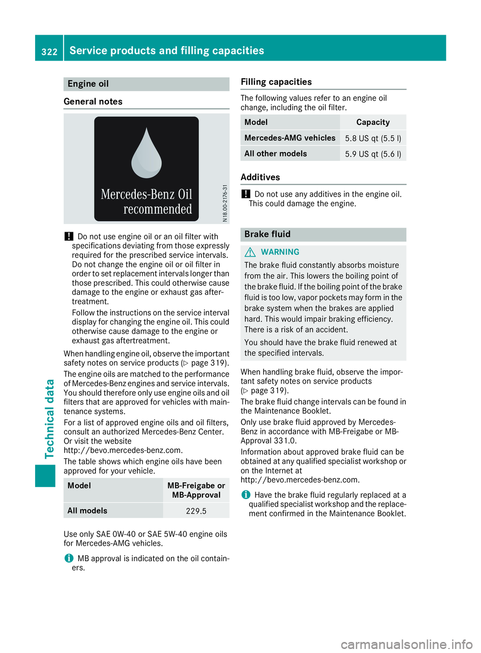 MERCEDES-BENZ CLA 2019 Owners Manual Engine oil
General notes
!Do not use engine oil or an oil filter withspecifications deviating from those expresslyrequired for the prescribed service intervals.Do not change the engine oil or oil filt MERCEDES-BENZ CLA 2019 Owners Manual Engine oil
General notes
!Do not use engine oil or an oil filter withspecifications deviating from those expresslyrequired for the prescribed service intervals.Do not change the engine oil or oil filt