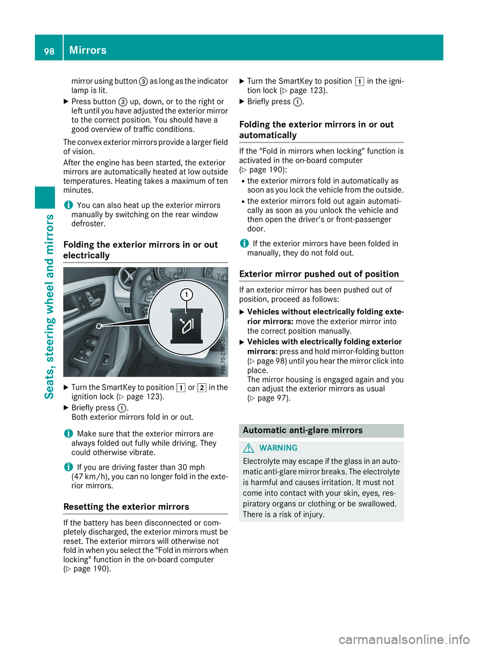 MERCEDES-BENZ CLA 2019  Owners Manual mirror using button�