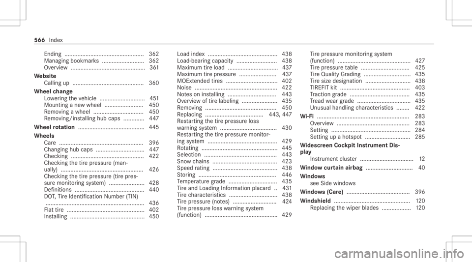 MERCEDES-BENZ CLA 2020  Owners Manual Endi
ng............ .................................... .362
Mana gingbookma rks .......................... 362
Ov ervie w ..............................................3 61
We bsit e
Calling up.....