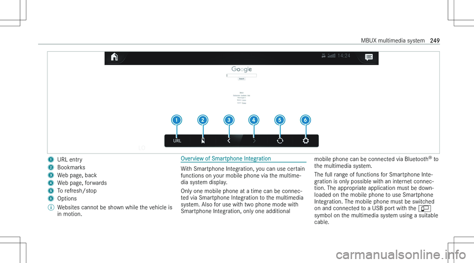 MERCEDES-BENZ CLA 2023  Owners Manual �1�U�R�L� �e�n�t�r�y�2�B�o�o�k�m�a�r�k�s�3�W�e�b� �p�a�g�e�,� �b�a�c�k�4�W�e�b� �p�a�g�e�,� �f�o�r�w�a�r�d�s�5�T�o� �r�e�f�r�e�s�h�/�s�t�o�p�6�O�p�t�i�o�n�s�\b�W�e�b�s�i�t�e�s� �c�a�n�n�o�t� �b�e� �s�