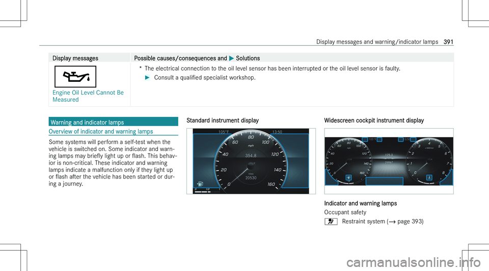 MERCEDES-BENZ CLA 2023  Owners Manual �D�i�s�p�l�a�y� �m�e�s�s�a�g�e�s�P�o�s�s�i�b�l�e� �c�a�u�s�e�s�/�c�o�n�s�e�q�u�e�n�c�e�s� �a�n�d� �P� �S�o�l�u�t�i�o�n�s
�