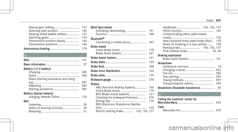 MERCEDES-BENZ CLA 2023  Owners Manual �M�a�n�u�a�l� �g�e�a�r� �s�h�is�i�n�g�.�.�.�.�.�.�.�.�.�.�.�.�.�.�.�.�.�.�.�.�.�.�.�.�.�.�.�.�.�.�. �1�4�7
�S�e�l�e�c�t�i�n�g� �p�a�r�k� �p�o�s�i�t�i�o�n�.�.�.�.�.�.�.�.�.�.�.�.�.�.�.�.�.�.�.�.�.�.�.