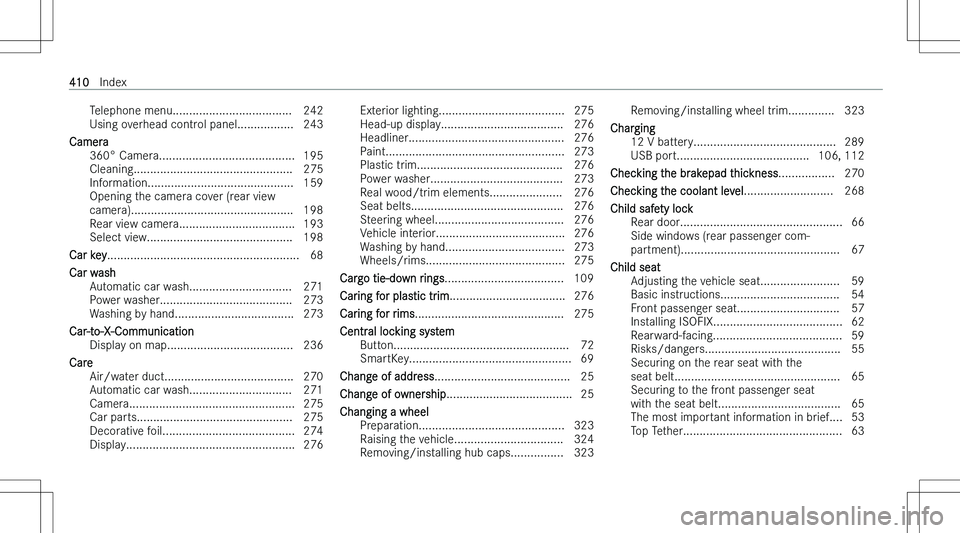 MERCEDES-BENZ CLA 2023  Owners Manual �T�e�l�e�p�h�o�n�e� �m�e�n�u�.�.�.�.�.�.�.�.�.�.�.�.�.�.�.�.�.�.�.�.�.�.�.�.�.�.�.�.�.�.�.�.�.�.�.�. �2�4�2
�U�s�i�n�g� �o�v�e�r�h�e�a�d� �c�o�n�t�r�o�l� �p�a�n�e�l�.�.�.�.�.�.�.�.�.�.�.�.�.�.�.�.�. �