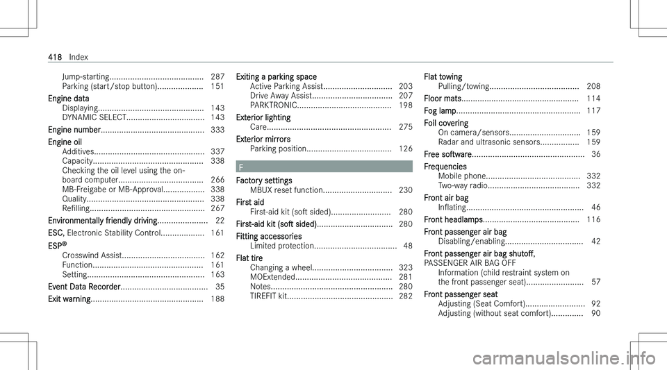 MERCEDES-BENZ CLA 2023  Owners Manual �J�u�m�p�-�s�t�a�r�t�i�n�g�.�.�.�.�.�.�.�.�.�.�.�.�.�.�.�.�.�.�.�.�.�.�.�.�.�.�.�.�.�.�.�.�.�.�.�.�.�.�.�.�. �2�8�7
�P�a�r�k�i�n�g� �(�s�t�a�r�t�/�s�t�o�p� �b�u�t�t�o�n�)�.�.�.�.�.�.�.�.�.�.�.�.�.�.�.