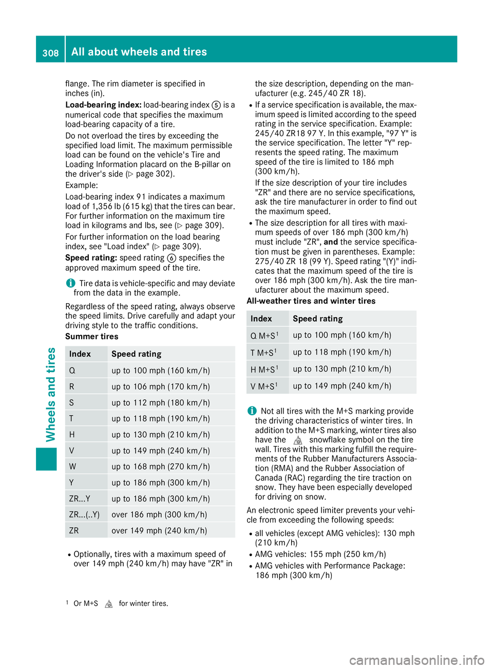 MERCEDES-BENZ CLS 2018  Owners Manual flange. The rim diameter is specified in
inches (in).
Load-bearing index: load-bearing index �