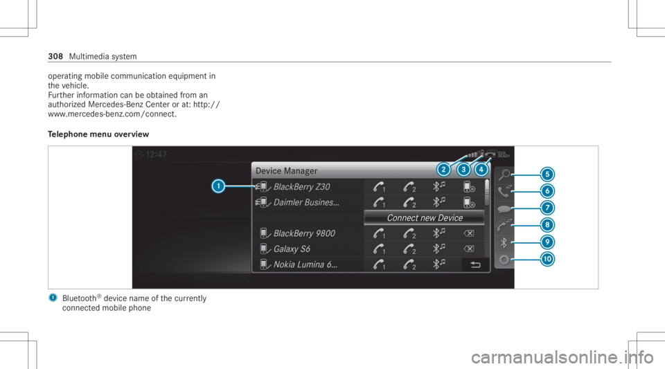 MERCEDES-BENZ CLS 2020 Owners Manual oper
ating mobile communic ationequipment in
th eve hicle.
Fu rther information canbeobt ained from an
aut hor ized Mercedes-Ben zCent eror at:http: //
www .mercedes-benz .com/connect.
Te lephone menu MERCEDES-BENZ CLS 2020 Owners Manual oper
ating mobile communic ationequipment in
th eve hicle.
Fu rther information canbeobt ained from an
aut hor ized Mercedes-Ben zCent eror at:http: //
www .mercedes-benz .com/connect.
Te lephone menu