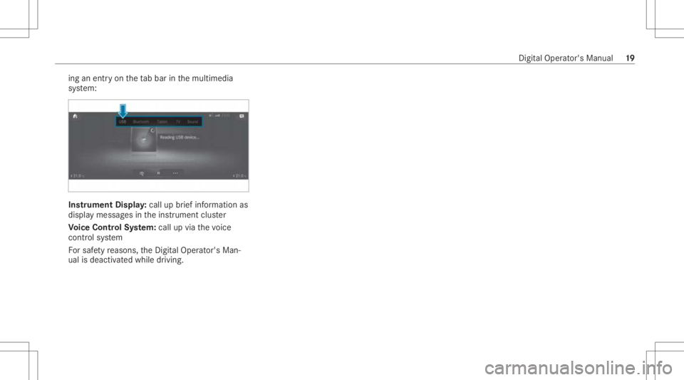 MERCEDES-BENZ CLS 2021 Owners Manual ing
anent ryon theta bbar inthemultimedia
sy stem: Ins
trument Display:cal lup briefinf ormati onas
di spl aymessa gesin theins trument cluster
Vo ice Contr olSy stem: callupvia thevo ice
con trol sys MERCEDES-BENZ CLS 2021 Owners Manual ing
anent ryon theta bbar inthemultimedia
sy stem: Ins
trument Display:cal lup briefinf ormati onas
di spl aymessa gesin theins trument cluster
Vo ice Contr olSy stem: callupvia thevo ice
con trol sys