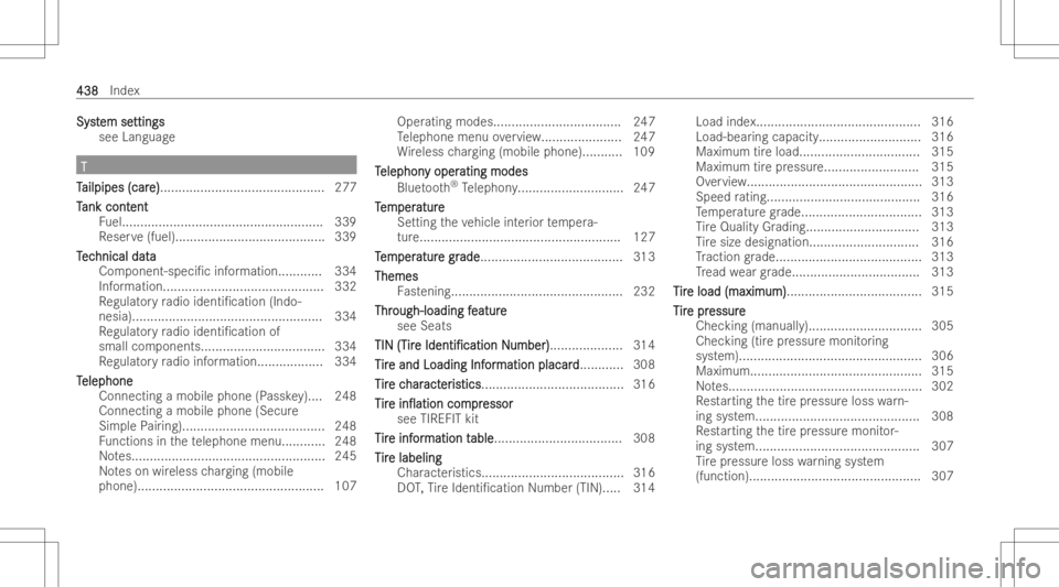 MERCEDES-BENZ CLS 2022  Owners Manual Sy
st Sy
stem se em
settings tti
ngs
se eLa ngua ge TT
T T
ailpi pes (car ailpi
pes (care) e)
... .......................................... 277
T T
ank cont ank
cont ent ent
Fu el..... ..............