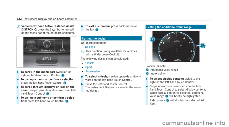 MERCEDES-BENZ E CLASS 2019  Owners Manual �	Vehicles withoutActive Distance AssistDISTRONIC:pressthe�