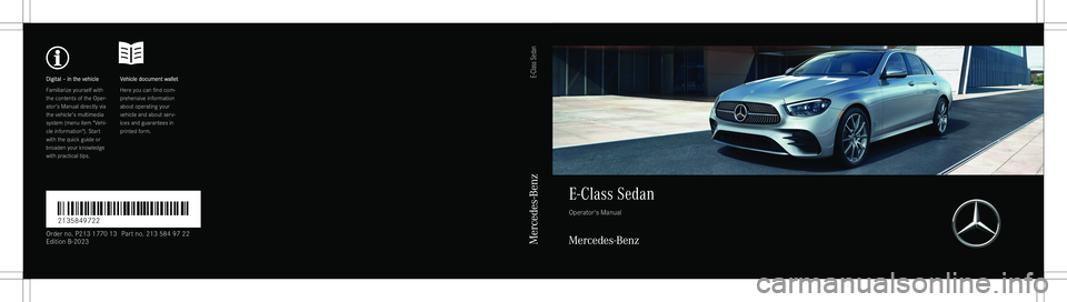 MERCEDES-BENZ E CLASS 2023  Owners Manual 