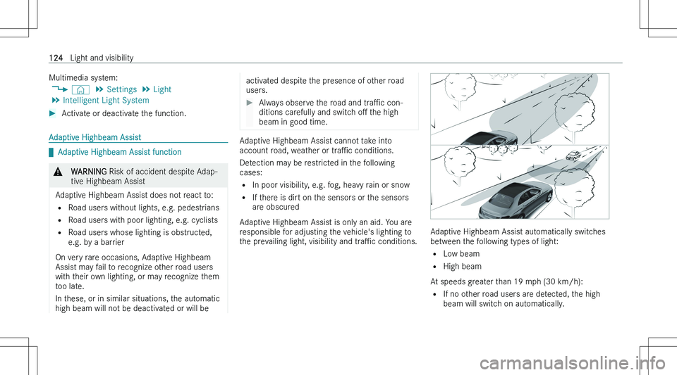 MERCEDES-BENZ E CLASS 2023  Owners Manual �M�u�l�t�i�m�e�d�i�a� �s�y�s�t�e�m�:�4 �©� �5
�S�e�t�t�i�n�g�s � �5
�L�i�g�h�t
�5 �I�n�t�e�l�l�i�g�e�n�t� �L�i�g�h�t� �S�y�s�t�e�m��A�c�t�i�v�a�t�e� �o�r� �d�e�a�c�t�i�v�a�t�e� �t�h�e� �f�u�n�c�t�i�