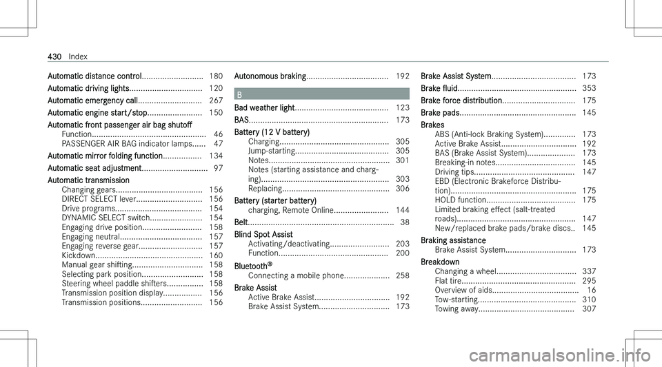 MERCEDES-BENZ E CLASS 2023  Owners Manual �A�u�t�o�m�a�t�i�c� �d�i�s�t�a�n�c�e� �c�o�n�t�r�o�l�.�.�.�.�.�.�.�.�.�.�.�.�.�.�.�.�.�.�.�.�.�.�.�.�.�.�. �1�8�0
�A�u�t�o�m�a�t�i�c� �d�r�i�v�i�n�g� �l�i�g�h�t�s �.�.�.�.�.�.�.�.�.�.�.�.�.�.�.�.�.�.�
