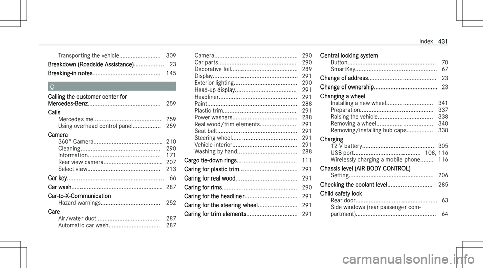 MERCEDES-BENZ E CLASS 2023  Owners Manual �T�r�a�n�s�p�o�r�t�i�n�g� �t�h�e� �v�e�h�i�c�l�e�.�.�.�.�.�.�.�.�.�.�.�.�.�.�.�.�.�.�.�.�.�.�.�.�. �3�0�9
�B�r�e�a�k�d�o�w�n� �(�R�o�a�d�s�i�d�e� �A�s�s�i�s�t�a�n�c�e�) �.�.�.�.�.�.�.�.�.�.�.�.�.�.�.�