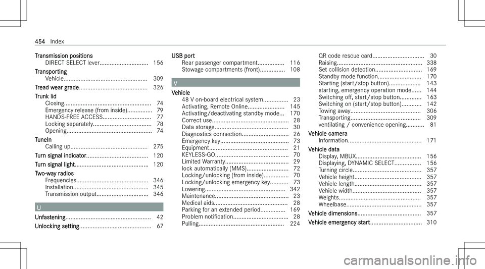 MERCEDES-BENZ E CLASS 2023  Owners Manual �T�r�a�n�s�m�i�s�s�i�o�n� �p�o�s�i�t�i�o�n�s�D�I�R�E�C�T� �S�E�L�E�C�T� �l�e�v�e�r�.�.�.�.�.�.�.�.�.�.�.�.�.�.�.�.�.�.�.�.�.�.�.�.�.�.�.�.�. �1�5�6
�T�r�a�n�s�p�o�r�t�i�n�g �V�e�h�i�c�l�e�.�.�.�.�.�.�