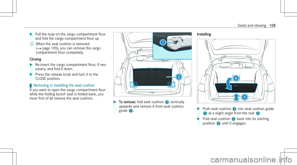 MERCEDES-BENZ E CLASS WAGON 2023  Owners Manual ��P�u�l�l� �t�h�e� �l�o�o�p� �o�n� �t�h�e� �c�a�r�g�o� �c�o�m�p�a�r�t�m�e�n�t� O�o�o�r
�a�n�d� �f�o�l�d� �t�h�e� �c�a�r�g�o� �c�o�m�p�a�r�t�m�e�n�t�  O�o�o�r� �u�p�.�\b�W�h�e�n� �t�h�e� �s�e�a�t� �