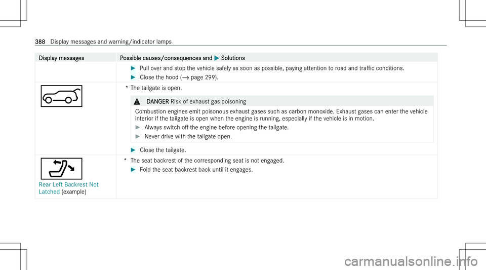 MERCEDES-BENZ E CLASS WAGON 2023  Owners Manual �D�i�s�p�l�a�y� �m�e�s�s�a�g�e�s�P�o�s�s�i�b�l�e� �c�a�u�s�e�s�/�c�o�n�s�e�q�u�e�n�c�e�s� �a�n�d� �P� �S�o�l�u�t�i�o�n�s��P�u�l�l� �o�v�e�r� �a�n�d� �s�t�o�p� �t�h�e� �v�e�h�i�c�l�e� �s�a�f�e�l�y� �a