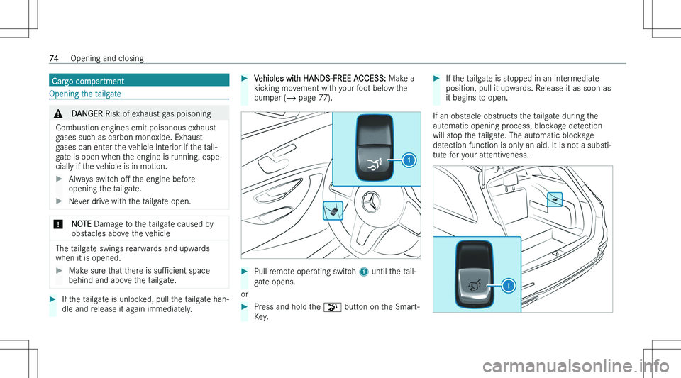 MERCEDES-BENZ E CLASS WAGON 2023 Manual PDF �C�a�r�g�o� �c�o�m�p�a�r�t�m�e�n�t
�O�p�e�n�i�n�g� �t�h�e� �t�a�i�l�g�a�t�e
�&�D�A�N�G�E�R� �R�i�s�k� �o�f� �e�x�h�a�u�s�t� �g�a�s� �p�o�i�s�o�n�i�n�g
�C�o�m�b�u�s�t�i�o�n� �e�n�g�i�n�e�s� �e�m�i�t� �