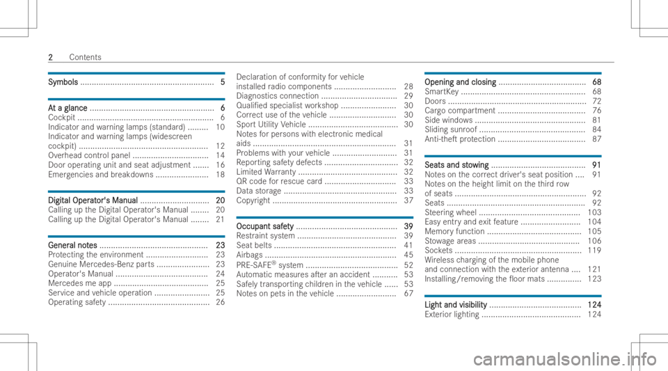 MERCEDES-BENZ EQB 2023  Owners Manual Sym
bols Sym
bols.... ...................................................... 5 5
AA
t a gla nce t
a gla nce ...................................................... 6 6
Co ckpit ........ ...............