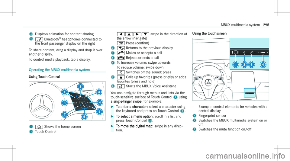 MERCEDES-BENZ EQE 2023  Owners Manual �4�D�i�s�p�l�a�y�s� �a�n�i�m�a�t�i�o�n� �f�o�r� �c�o�n�t�e�n�t� �s�h�a�r�i�n�g�5�