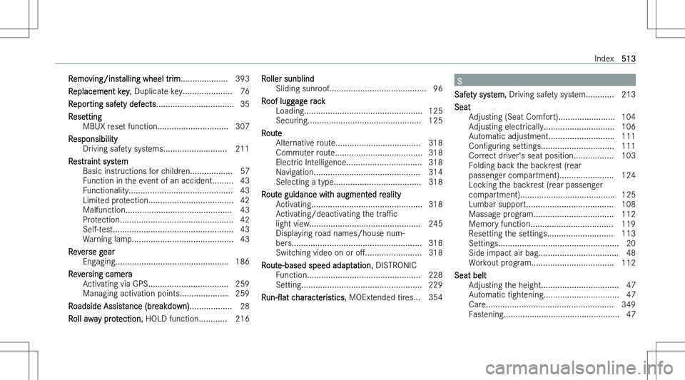 MERCEDES-BENZ EQE 2023  Owners Manual �R�e�m�o�v�i�n�g�/�i�n�s�t�a�l�l�i�n�g� �w�h�e�e�l� �t�r�i�m�.�.�.�.�.�.�.�.�.�.�.�.�.�.�.�.�.�.�.�. �3�9�3
�R�e�p�l�a�c�e�m�e�n�t� �k�e�y �,� �D�u�p�l�i�c�a�t�e� �k�e�y�.�.�.�.�.�.�.�.�.�.�.�.�.�.�.�