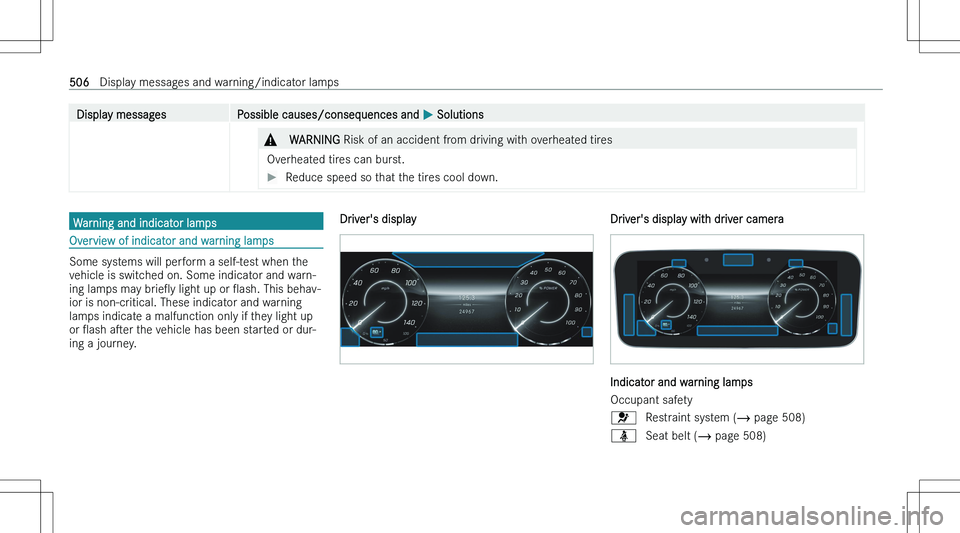 MERCEDES-BENZ EQS 2023  Owners Manual �D�i�s�p�l�a�y� �m�e�s�s�a�g�e�s�P�o�s�s�i�b�l�e� �c�a�u�s�e�s�/�c�o�n�s�e�q�u�e�n�c�e�s� �a�n�d� �P� �S�o�l�u�t�i�o�n�s�&�W�A�R�N�I�N�G � �R�i�s�k� �o�f� �a�n� �a�c�c�i�d�e�n�t� �f�r�o�m� �d�r�i�v�i�