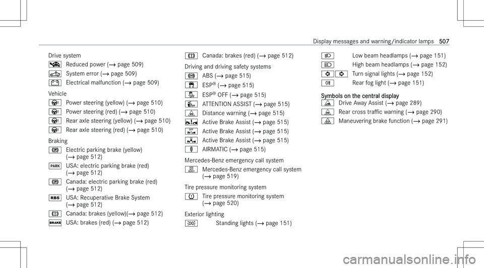 MERCEDES-BENZ EQS 2023  Owners Manual �D�r�i�v�e� �s�y�s�t�e�m�D�R�e�d�u�c�e�d� �p�o�w�e�r� �(�� �p�a�g�e� �5�0�9�)�
