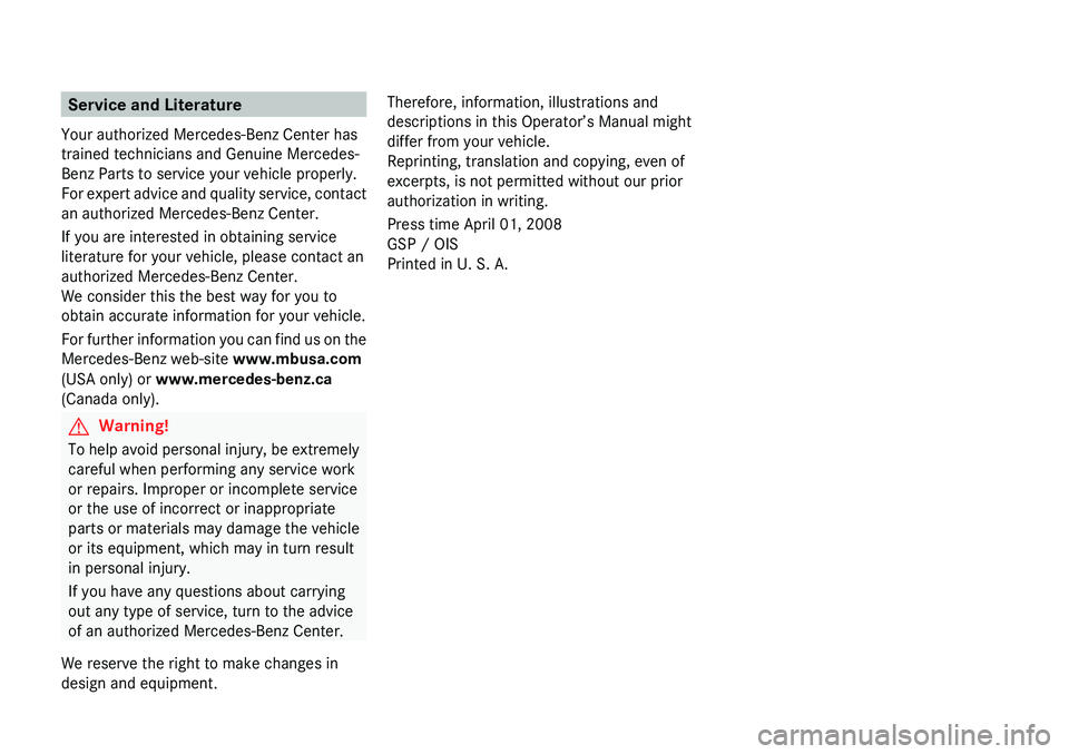 MERCEDES-BENZ GL 2009  Owners Manual 