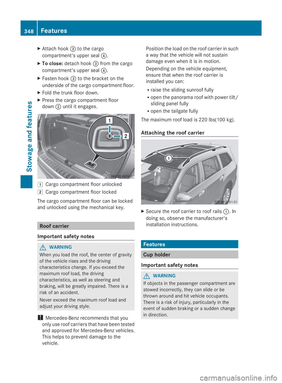 MERCEDES-BENZ GL 2014  Owners Manual XAttach hook�