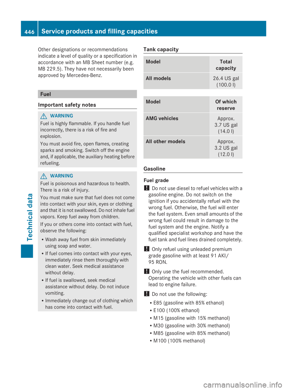 MERCEDES-BENZ GL 2014  Owners Manual Other designations or recommendations
indicate a level of quality or a specification in
accordance with an MB Sheet number (e.g.
MB 229.5). They have not necessarily been
approved by Mercedes-Benz.
Fu