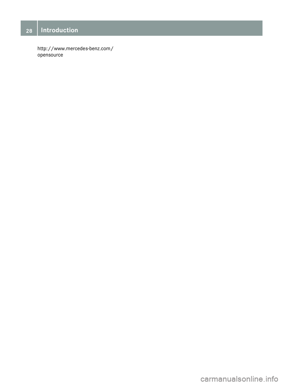 MERCEDES-BENZ GLA 2016 Owners Manual http://www.mercedes-benz.com/
opensource28
Introduction 