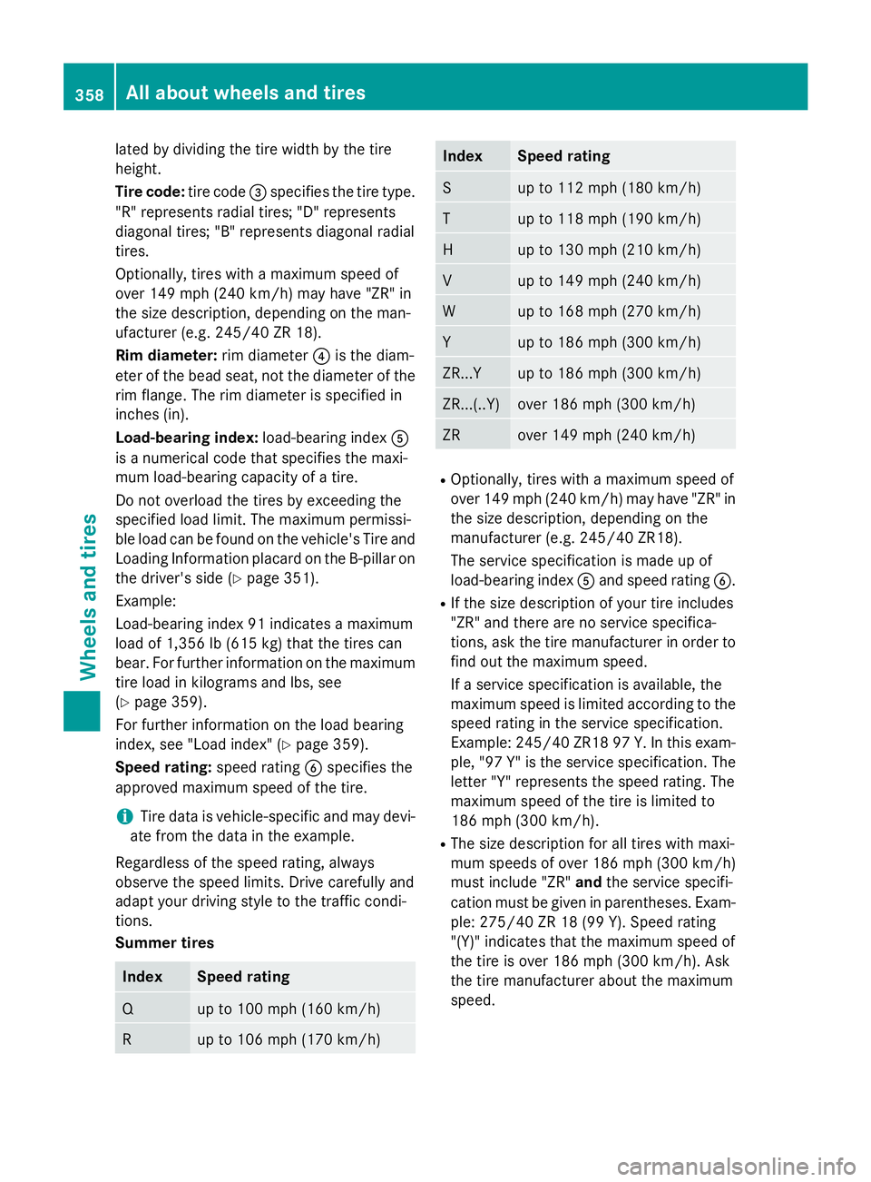 MERCEDES-BENZ GLA 2016  Owners Manual lated by dividing the tire width by the tire
height.
Tire code: tire code �