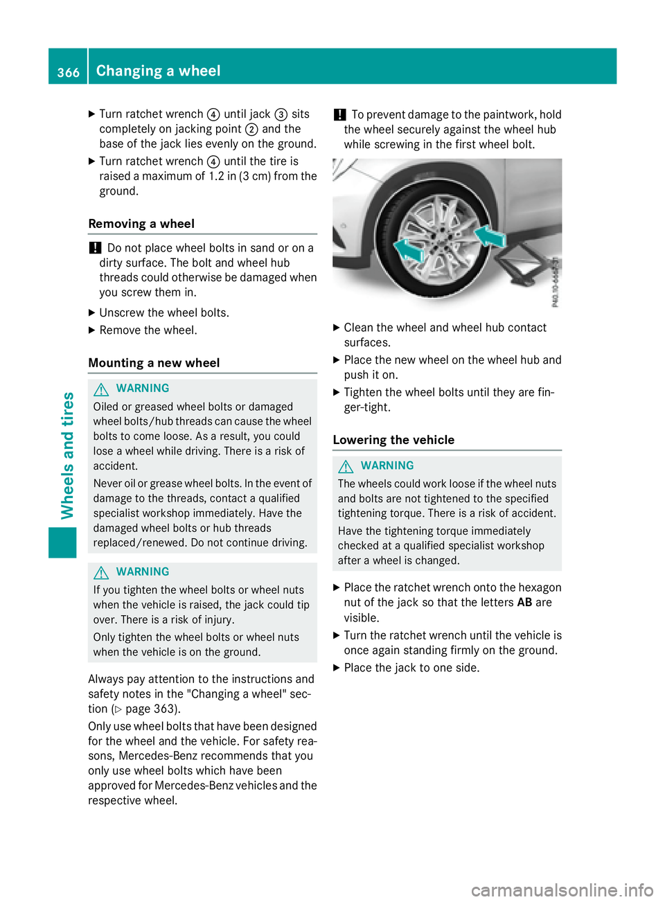 MERCEDES-BENZ GLA 2016  Owners Manual X
Turn ratchet wrench �