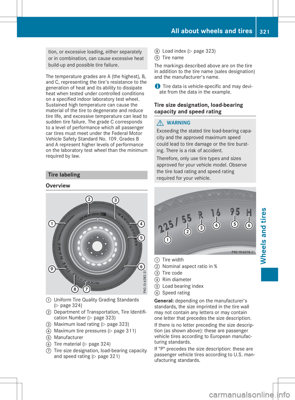 MERCEDES-BENZ GLA 2020 Owners Manual tio
n,or exce ssive load ing ,ei the rse pa ratel y
or incomb ination,can causeexce ssive heat
bu ild-u pand possi ble tire failur e.
The temp eraturegra desar eA (th ehighe st),B,
and C,rep resenti n MERCEDES-BENZ GLA 2020 Owners Manual tio
n,or exce ssive load ing ,ei the rse pa ratel y
or incomb ination,can causeexce ssive heat
bu ild-u pand possi ble tire failur e.
The temp eraturegra desar eA (th ehighe st),B,
and C,rep resenti n