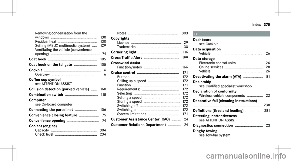 MERCEDES-BENZ GLA 2021  Owners Manual �R�e�m�o�v�i�n�g� �c�o�n�d�e�n�s�a�t�i�o�n� �f�r�o�m� �t�h�e
�w�i�n�d�o�w�s� � �.�.�.�.�.�.�.�.�.�.�.�.�.�.�.�.�.�.�.�.�.�.�.�.�.�.�.�.�.�.�.�.�.�.�.�.�.�.�.�.�.�.�.�.�.�. �1�3�0
�R�e�s�i�d�u�a�l� �h�